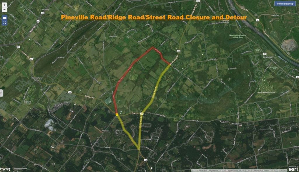 Pineville/Street/Ridge Road Closures July 1627, 2018 Upper Makefield Township